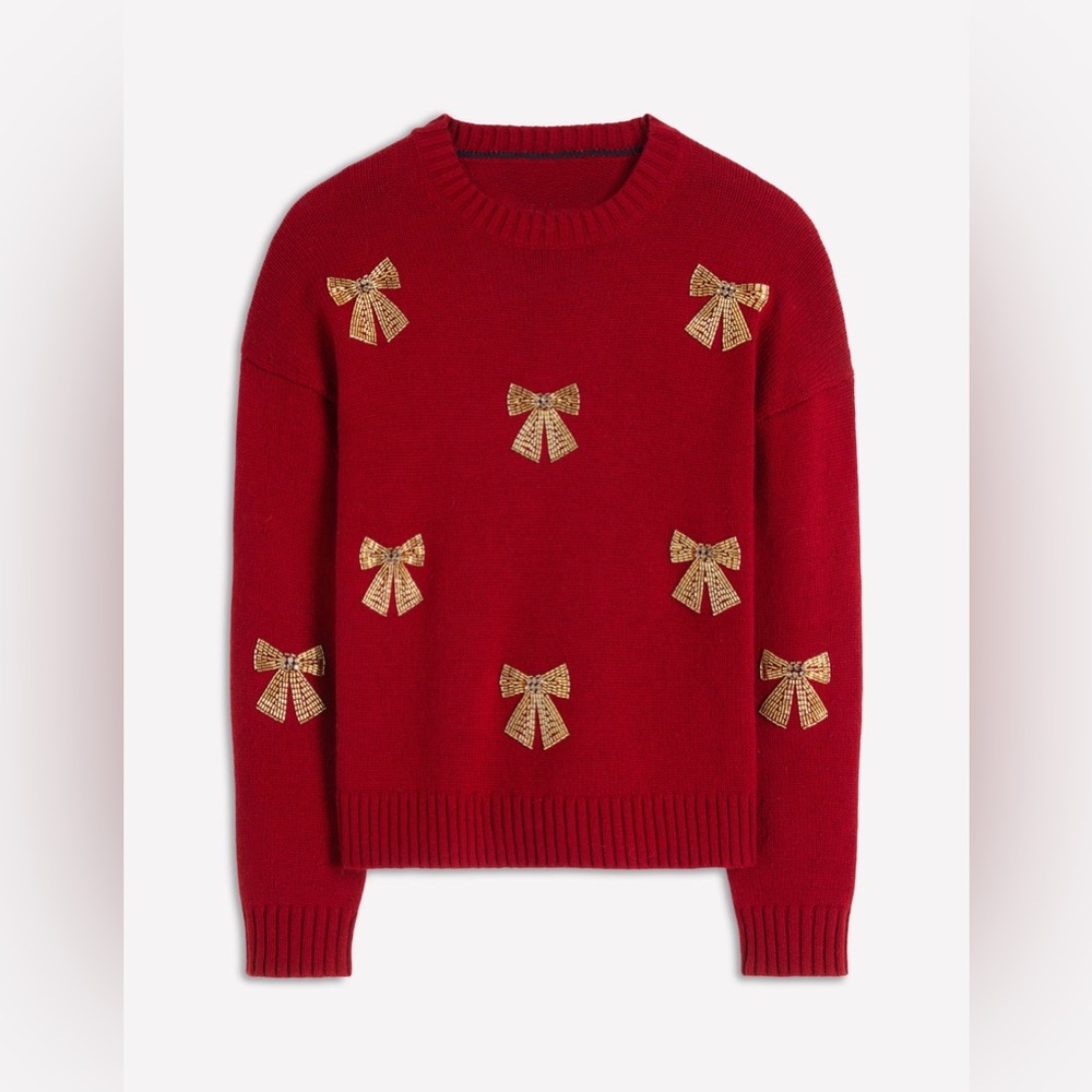 Boden Natalie Embroidered Sweater
Red, Embellished Bows
